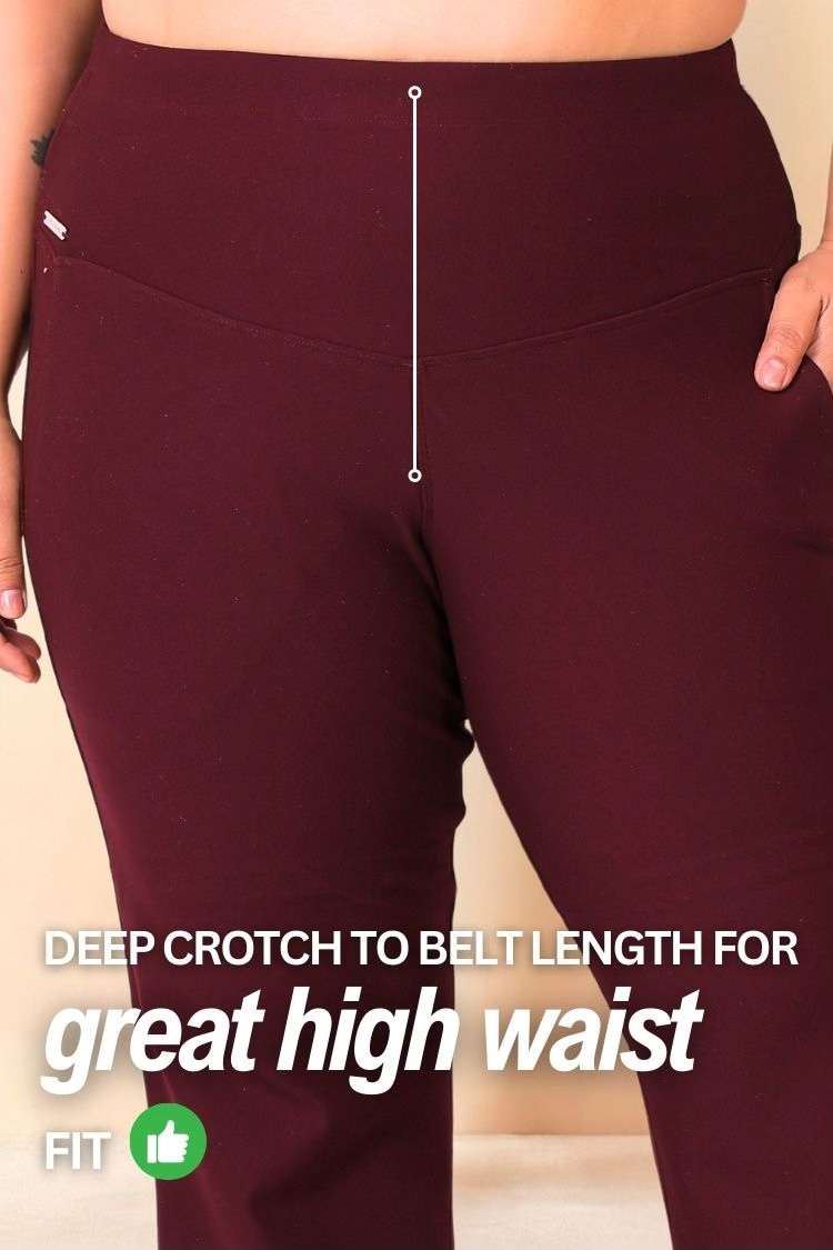 Plus Size Wine Red Tummy Shaper Flare Pants for Women