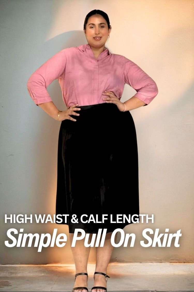 Buy Plus Size Black Midi Skirt