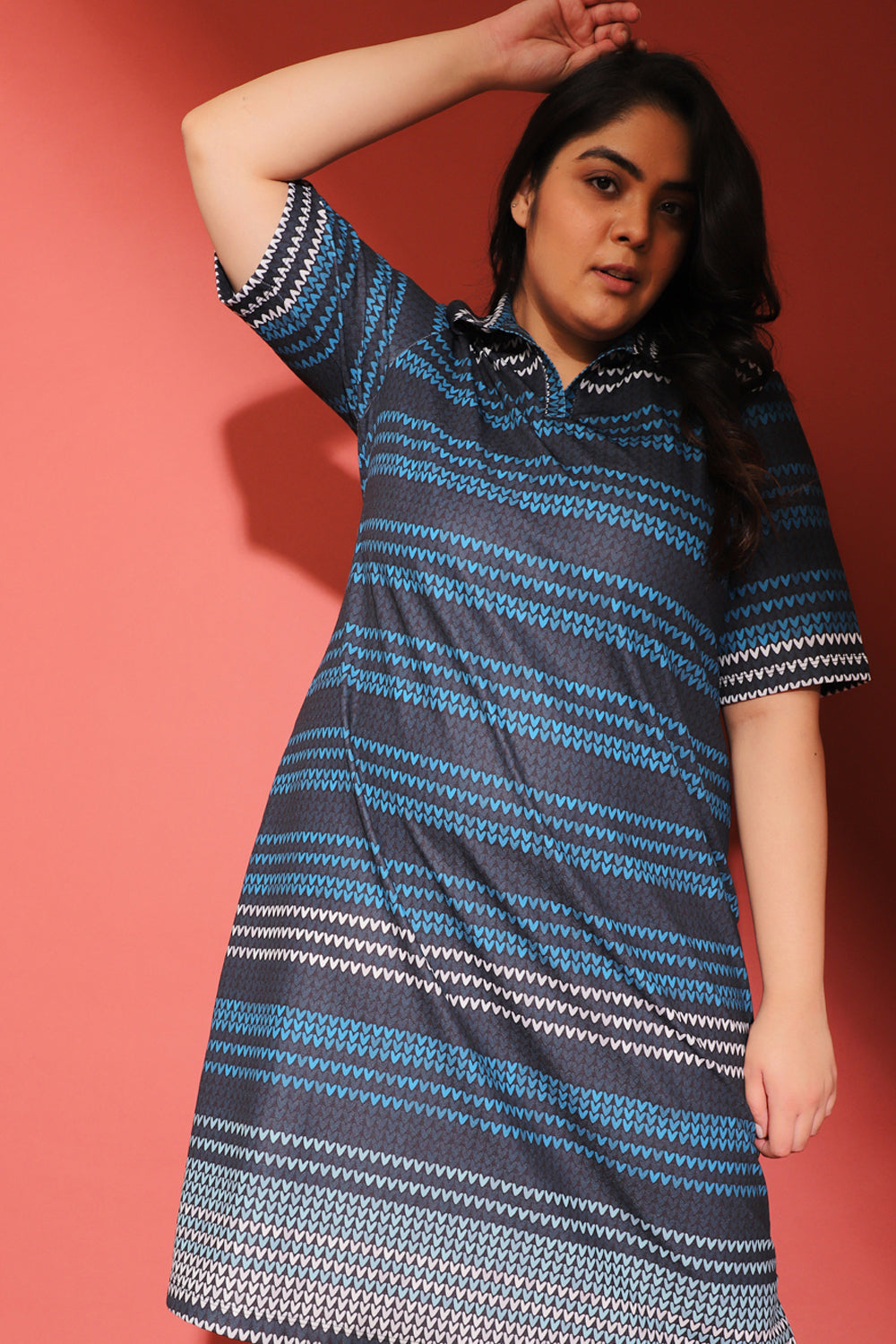 amydus midnight weave printed plus size polo dress