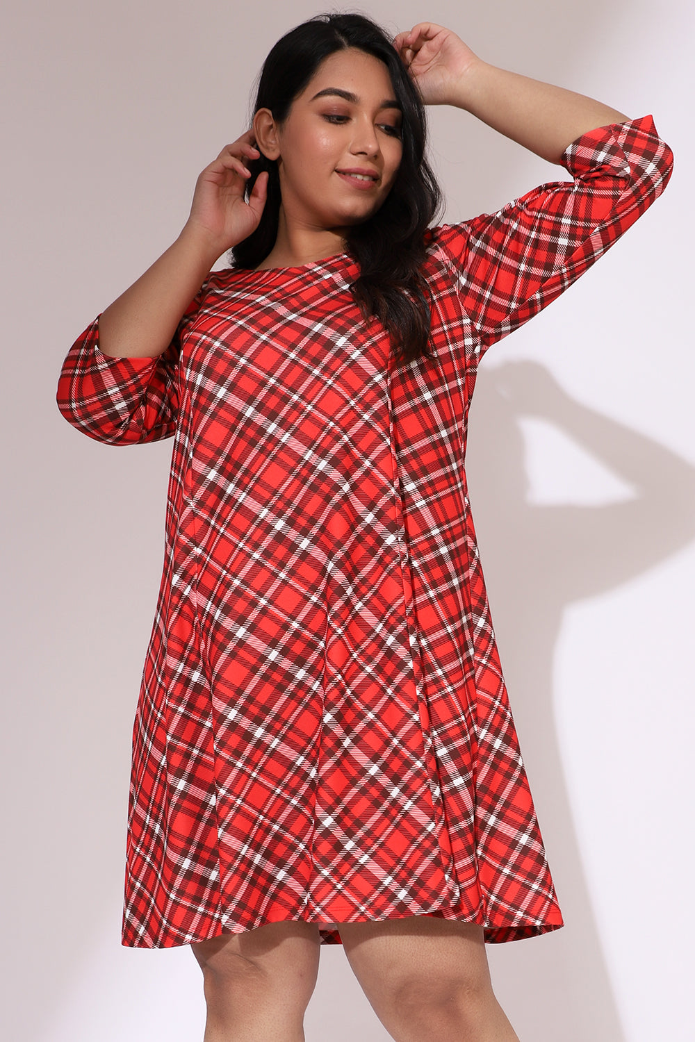 Buy Red Plaid Printed Dress