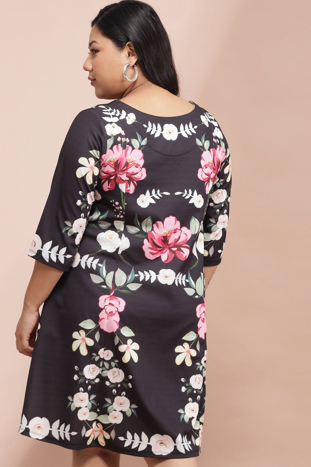 Comfortable Black Bright Floral Printed Dress