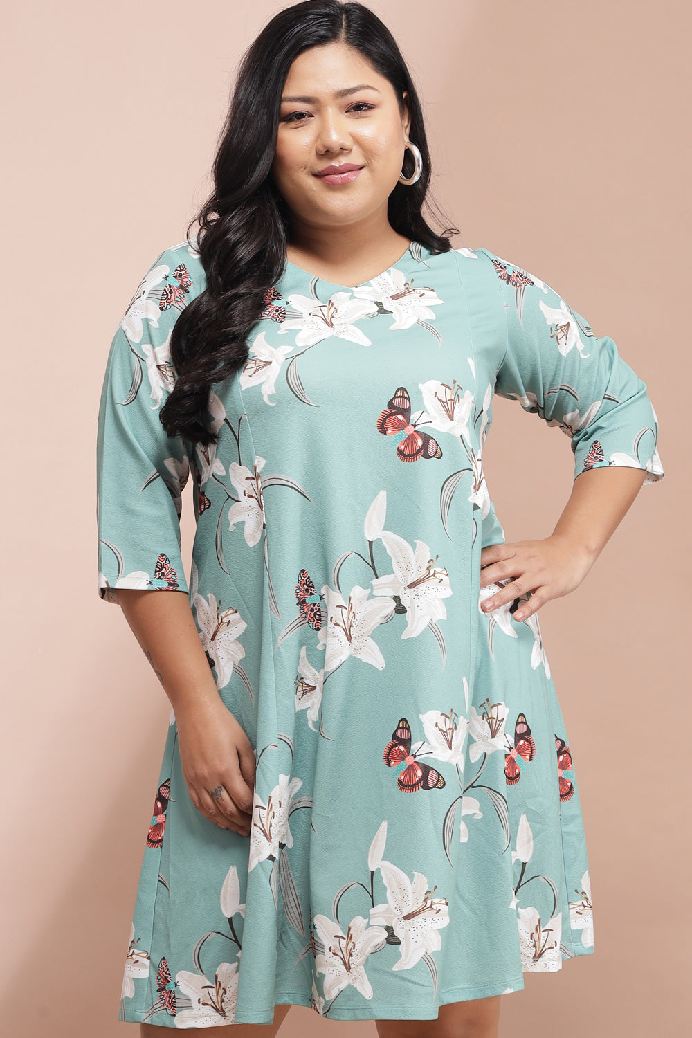 Buy Green Lillies Butterfly Printed Dress