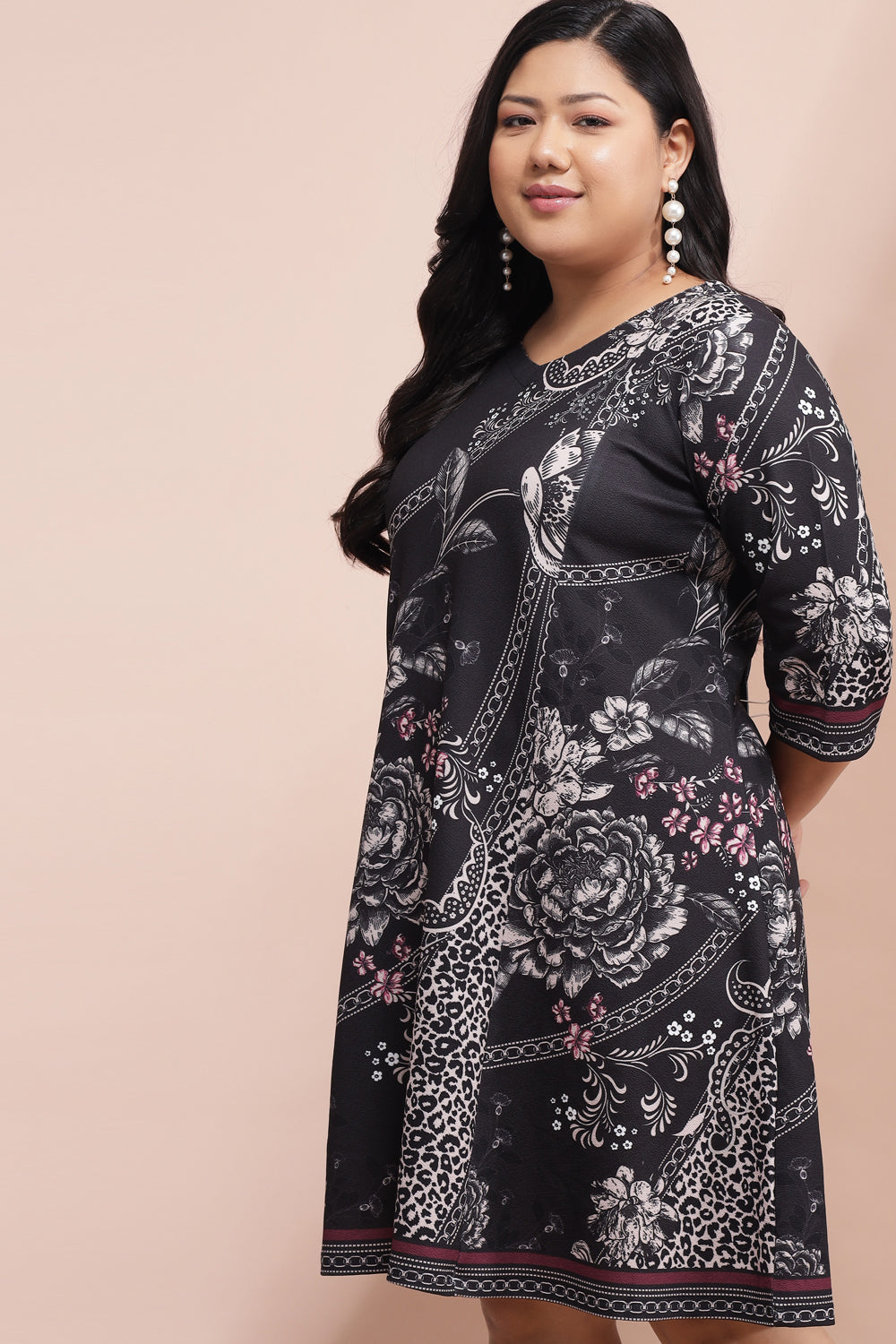 Plus Size Eclectic Printed Party Dress