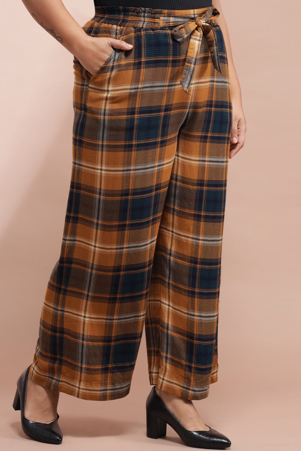 Comfortable Yellow Checkered Pants