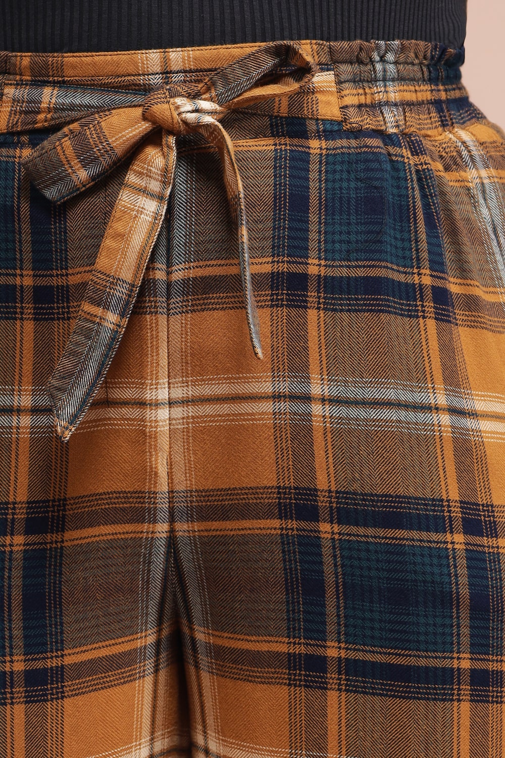 Plus Size Yellow Checkered Pants