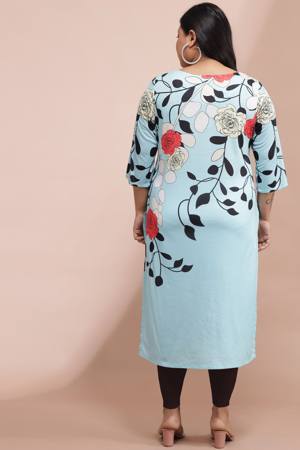 Powder Blue Floral Print Kurti