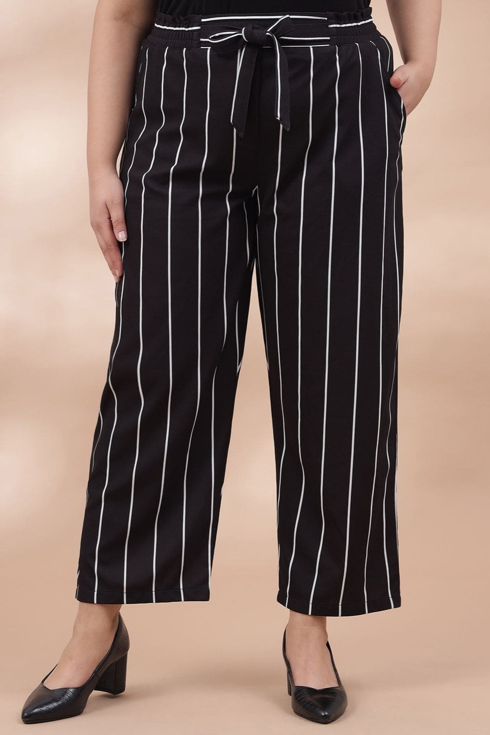 Buy Plus Black White Striped Online For Women - Amydus