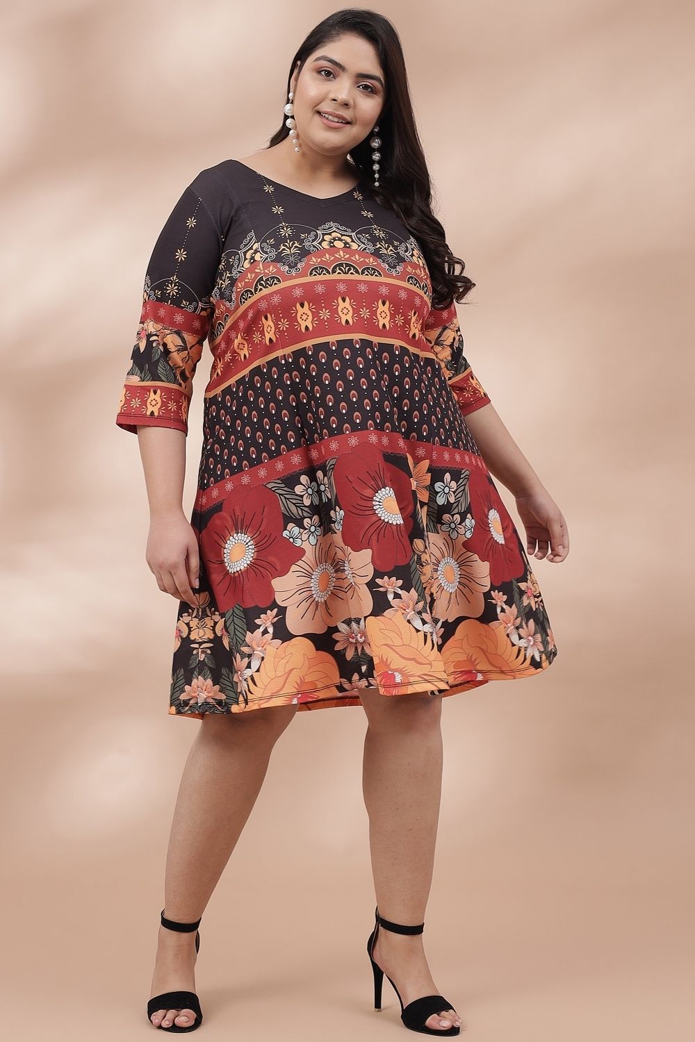 Black Floral Ethnic Dress