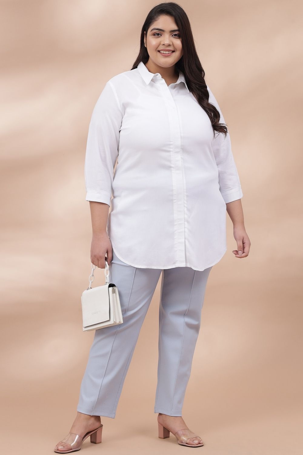Buy Ice Blue Crease Seam Tummy Tucker Pants