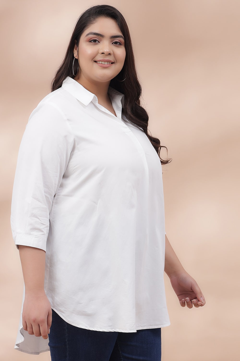 Women's Plus Size White Centre Pleat Shirt for Women