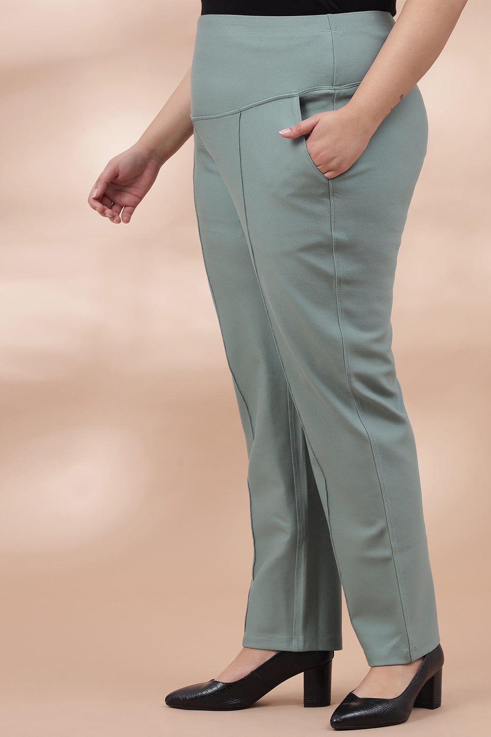 Mint Green Crease Seam Tummy Tucker Pants