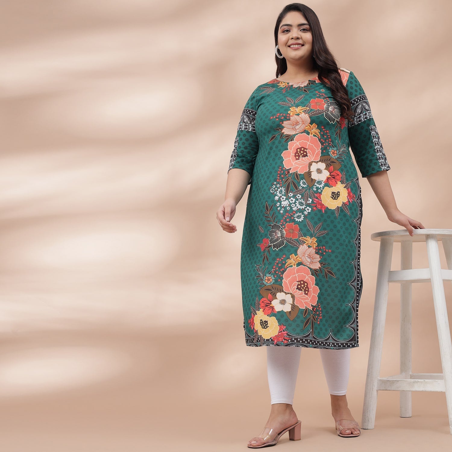 Green Floral Print Kurti