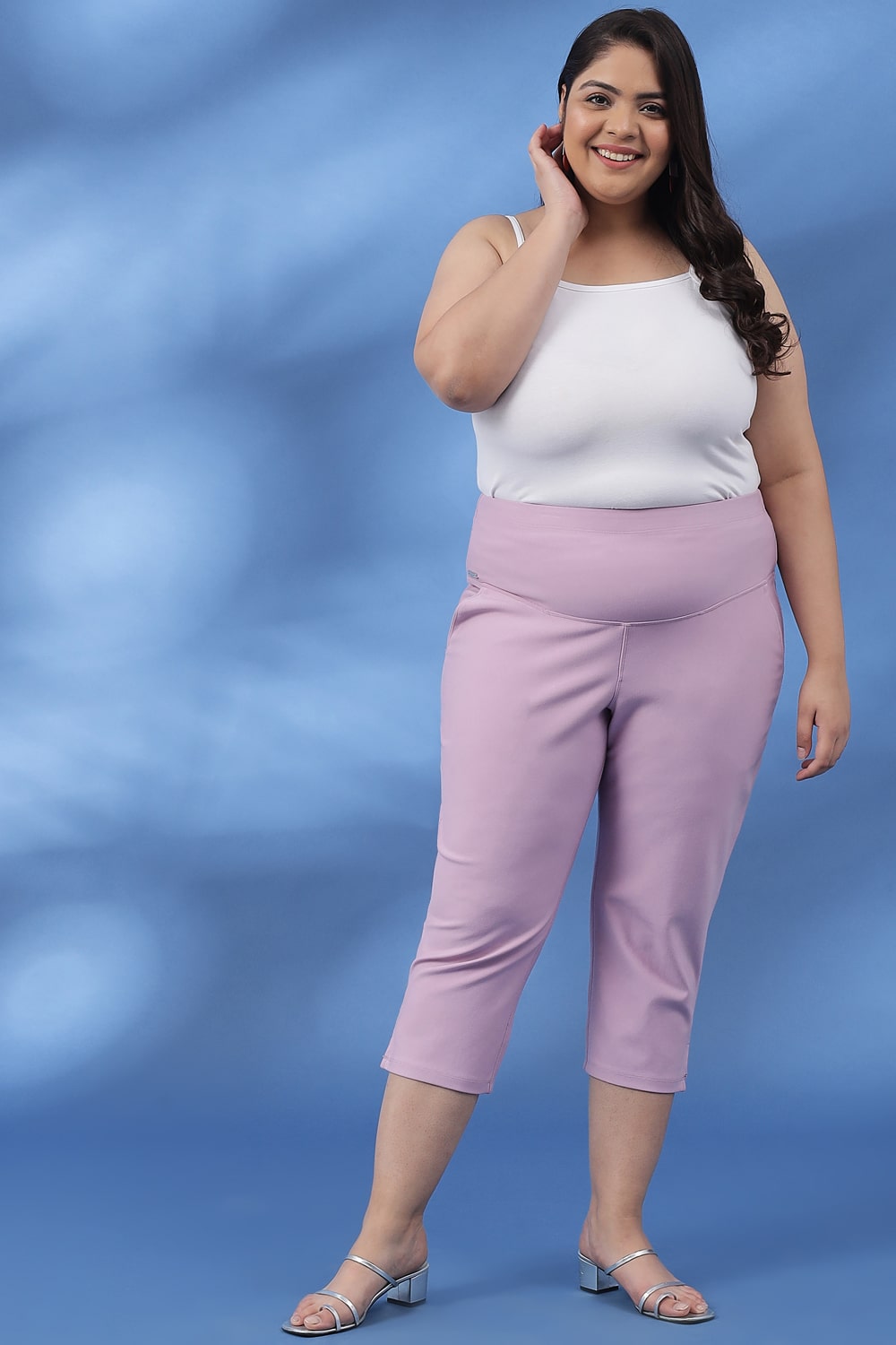 Plus Size Lilac New Fit Tummy Tucker Crop Pants