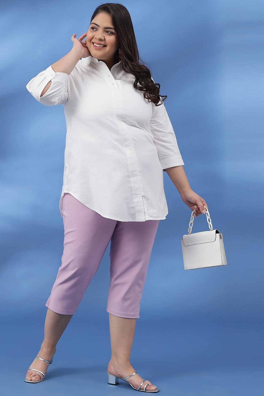 Lilac New Fit Tummy Tucker Crop Pants