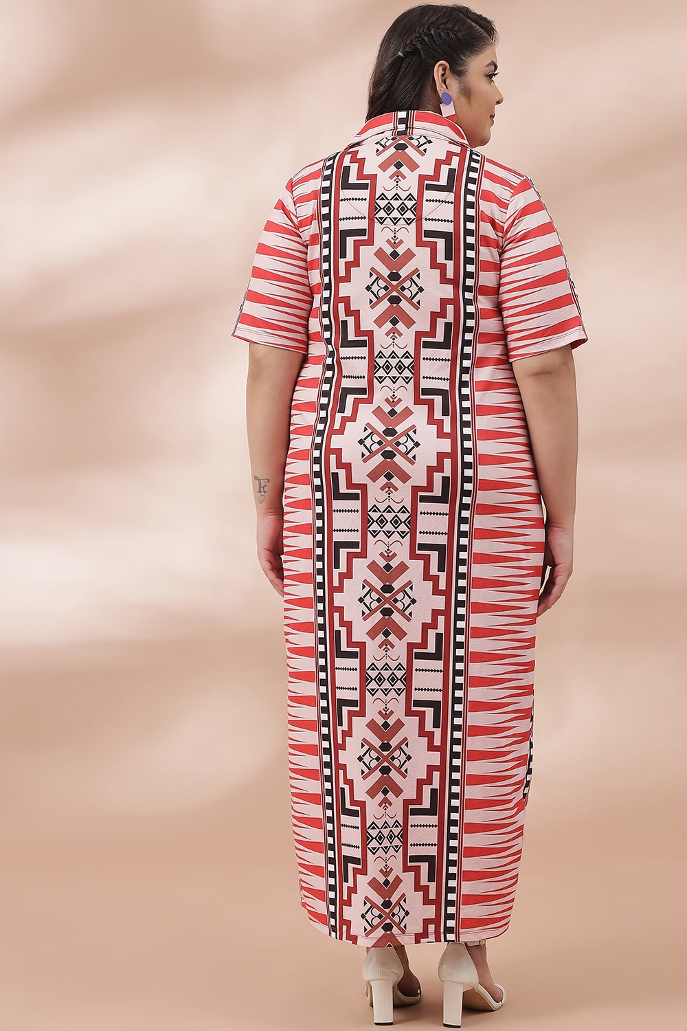 Comfortable Boho Ikkat Side Slit Long Dress