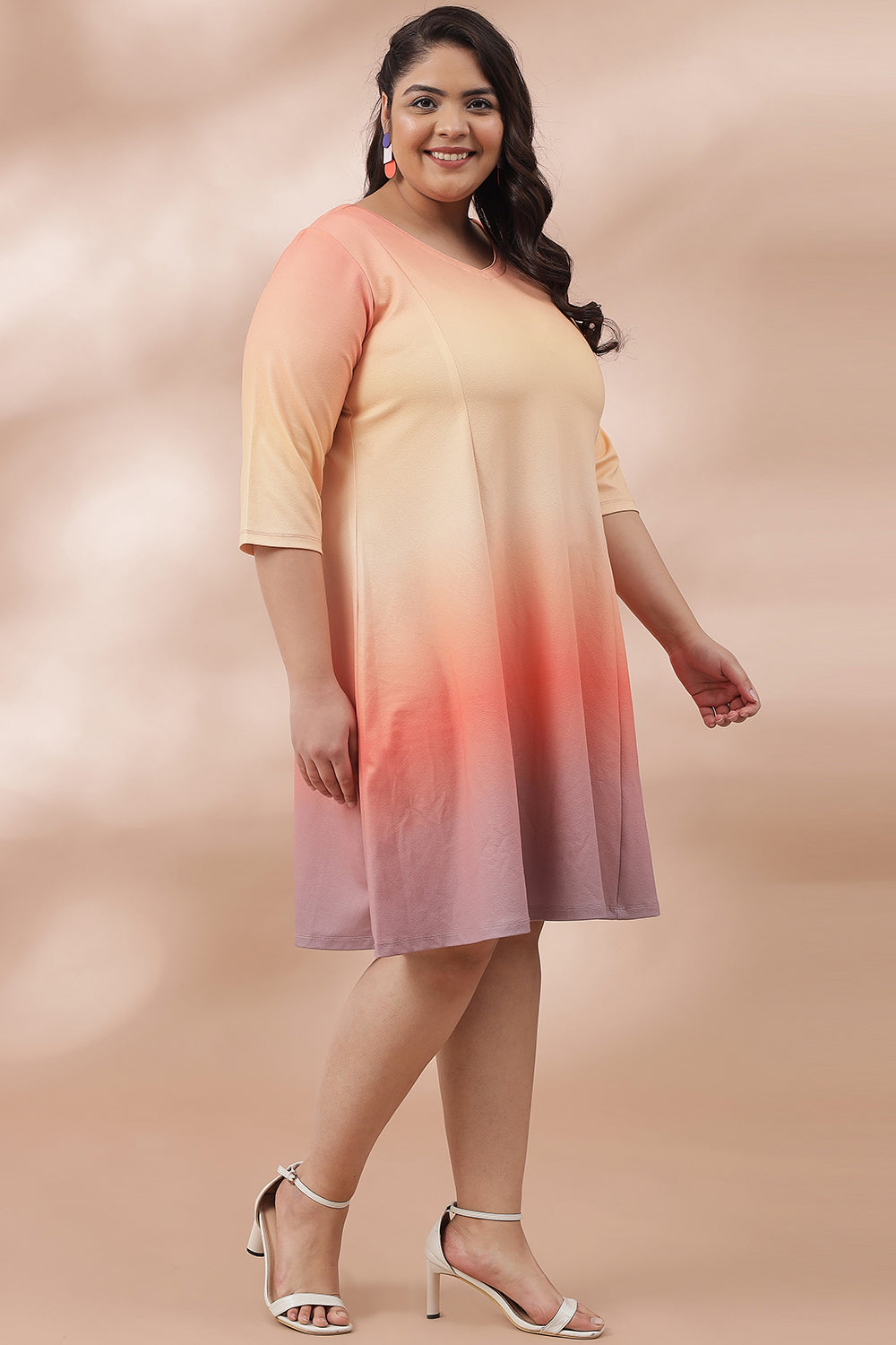 Plus Size Dawn Ombre Printed Dress