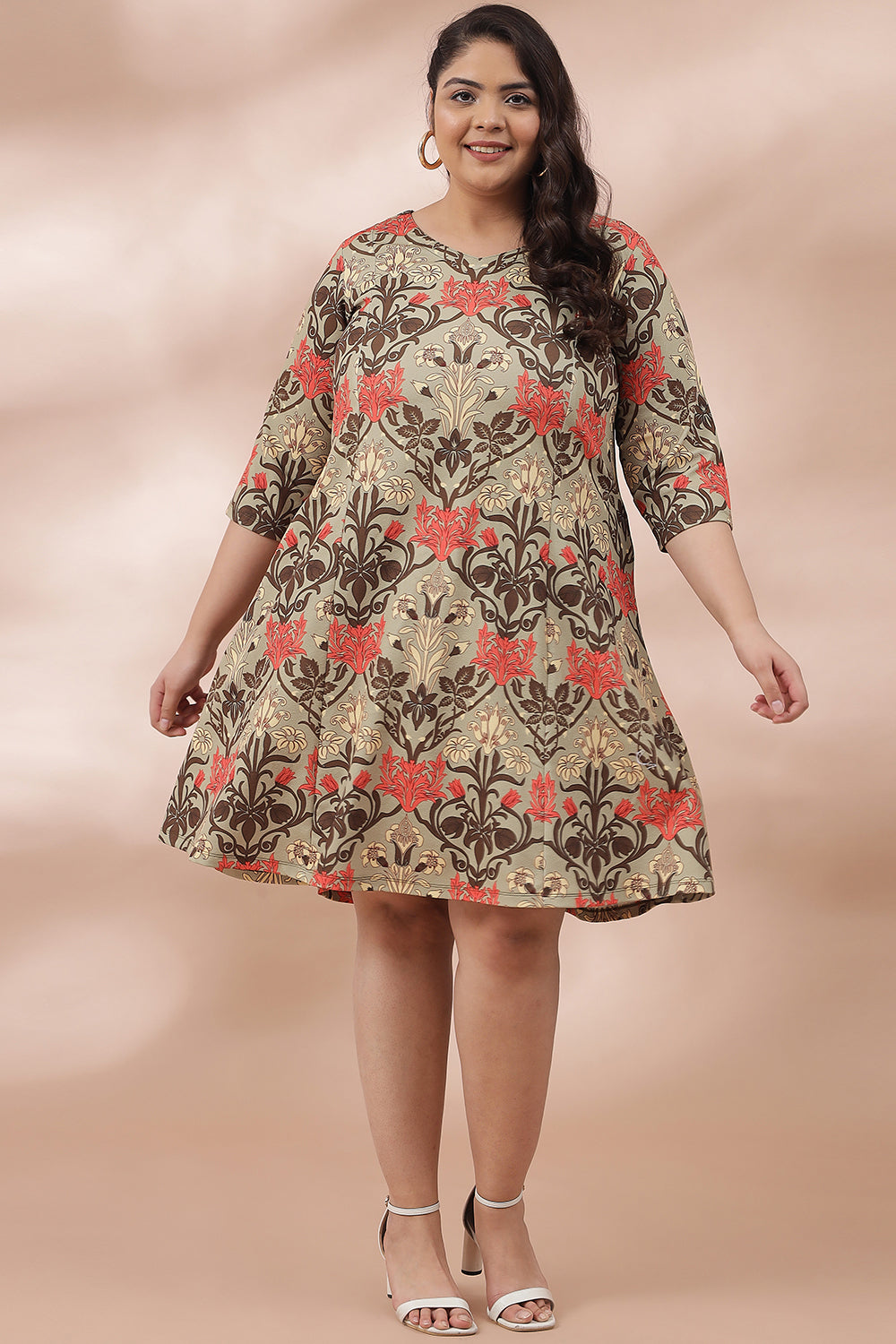 Ornate Green Printed Dress