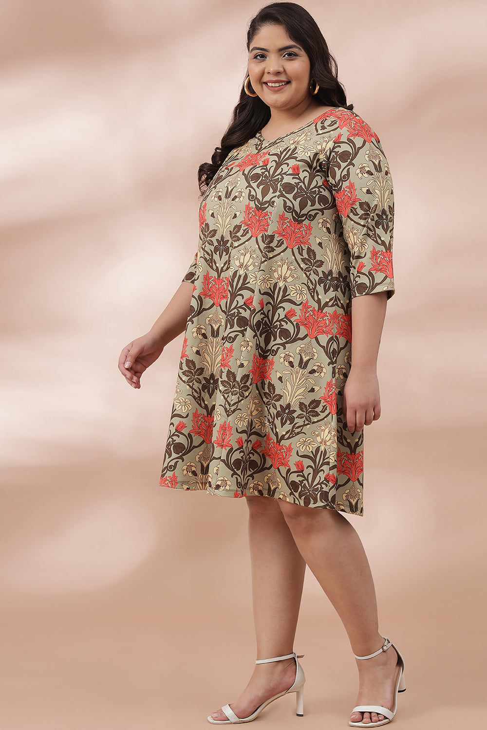 Ornate Green Printed Dress