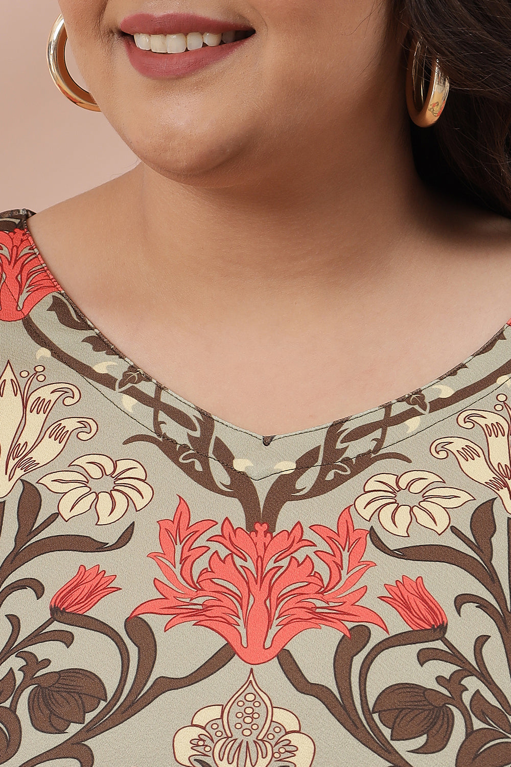 Ornate Green Printed Dress