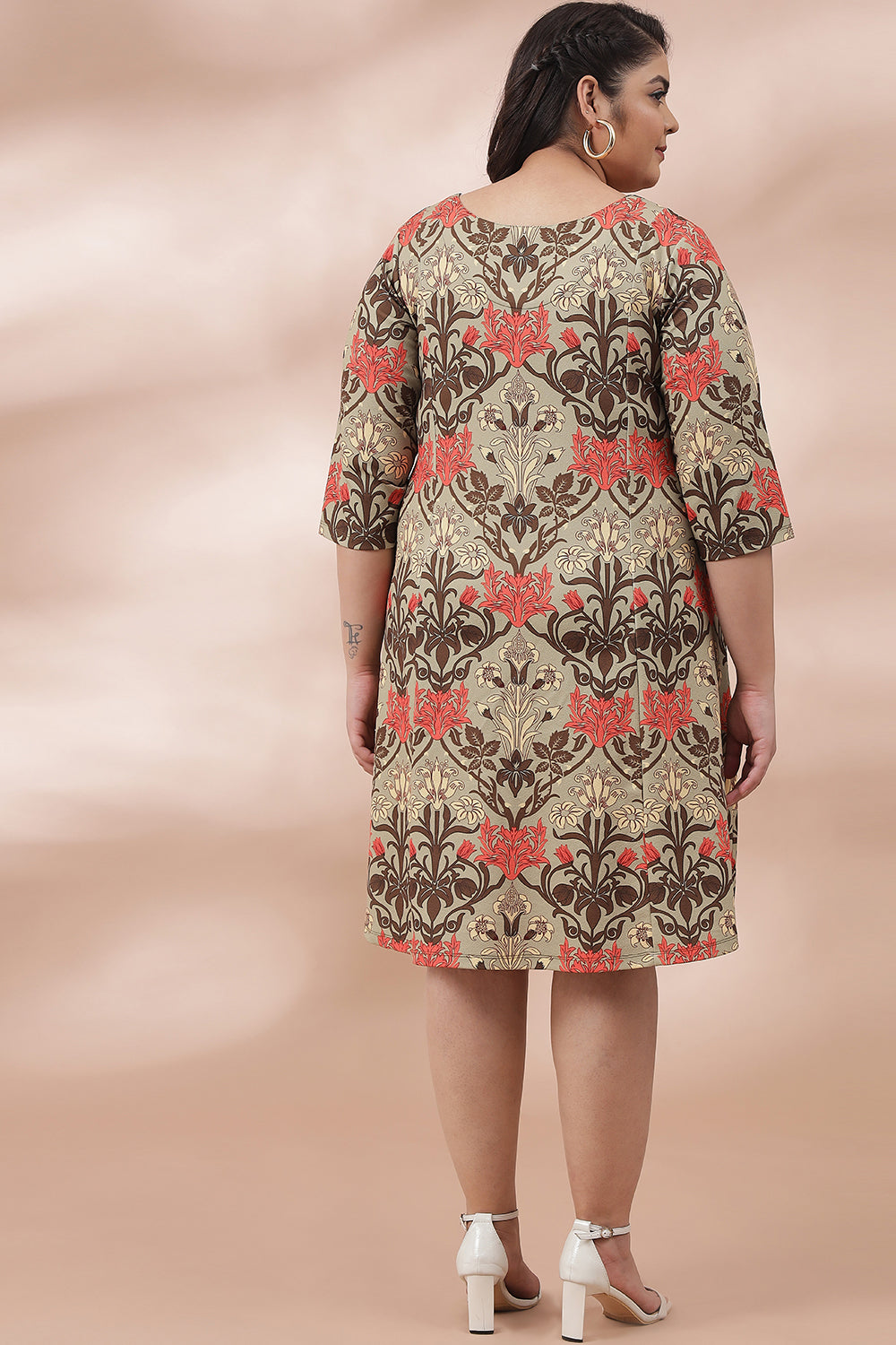 Ornate Green Printed Dress