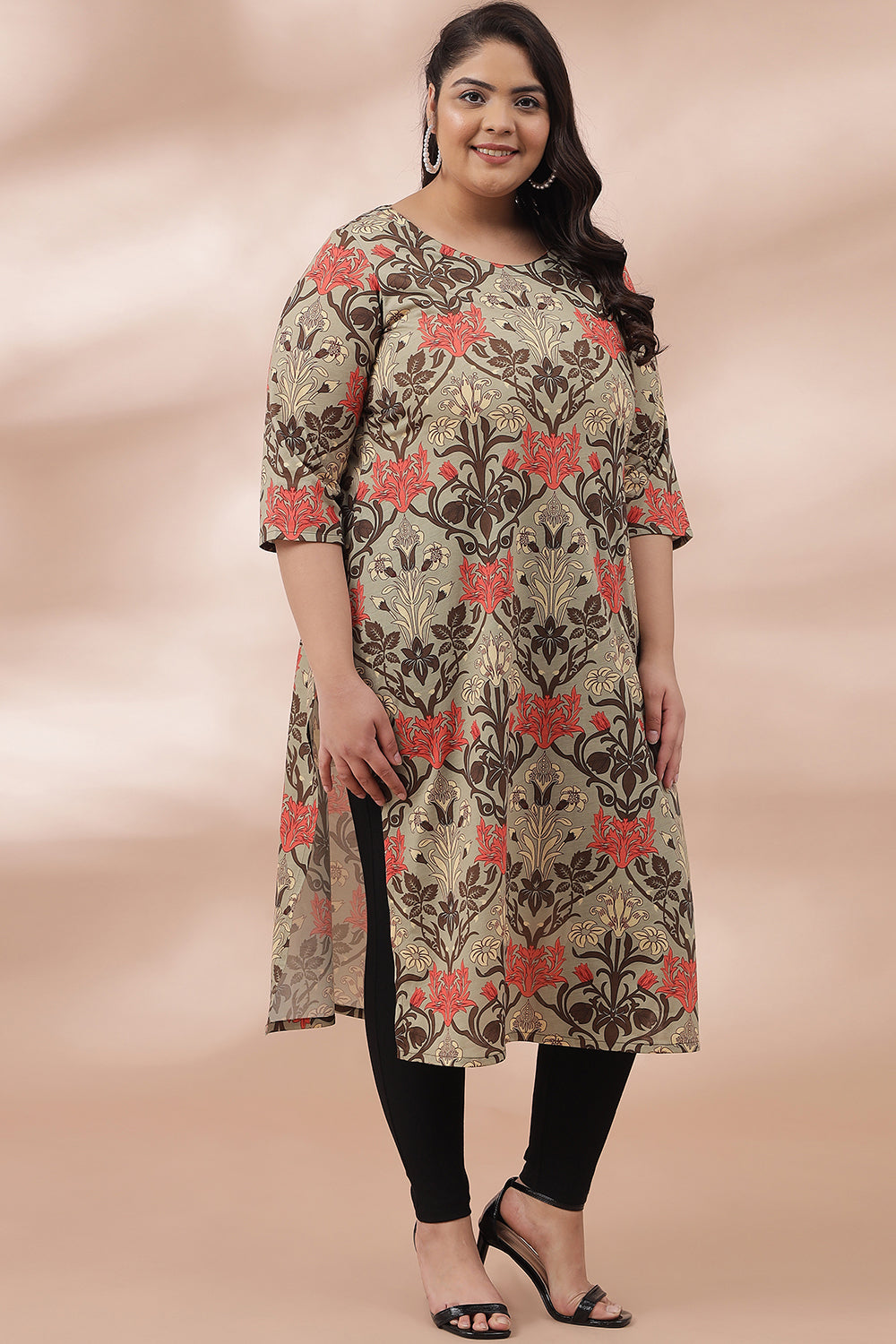 Ornate Green Printed Kurti for Women