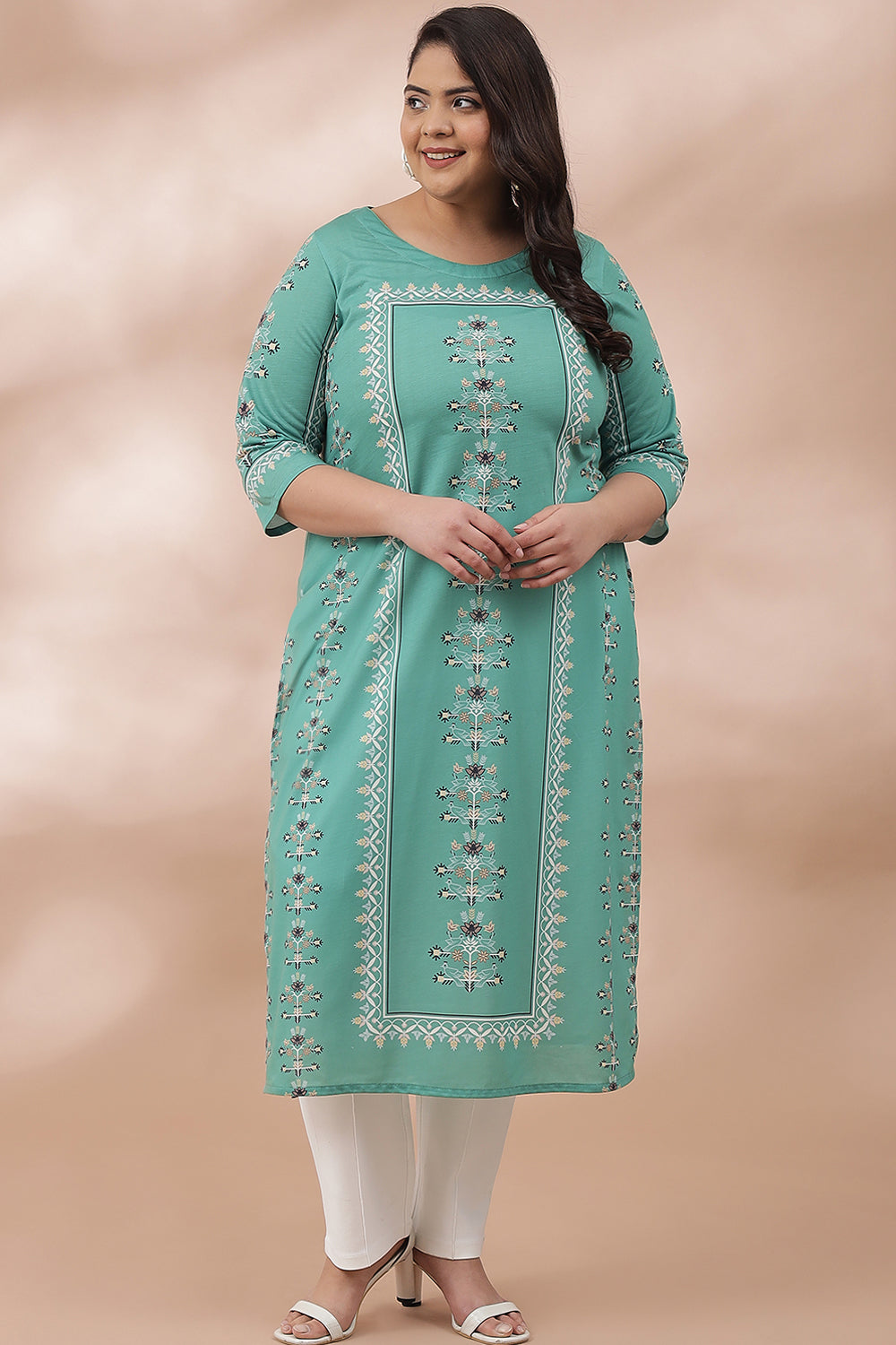 Spring Green Ethnic Printed Kurti