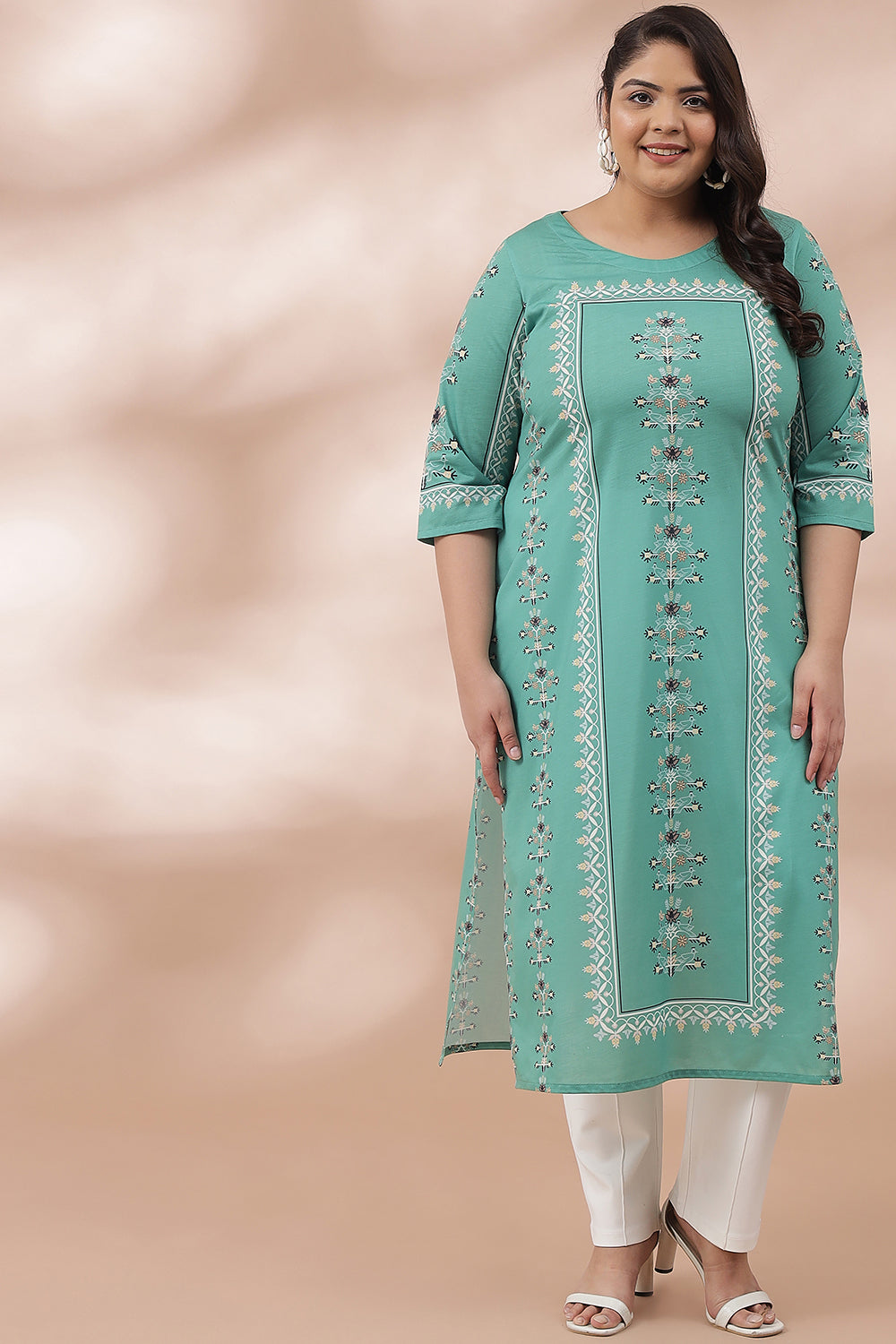 Spring Green Ethnic Printed Kurti