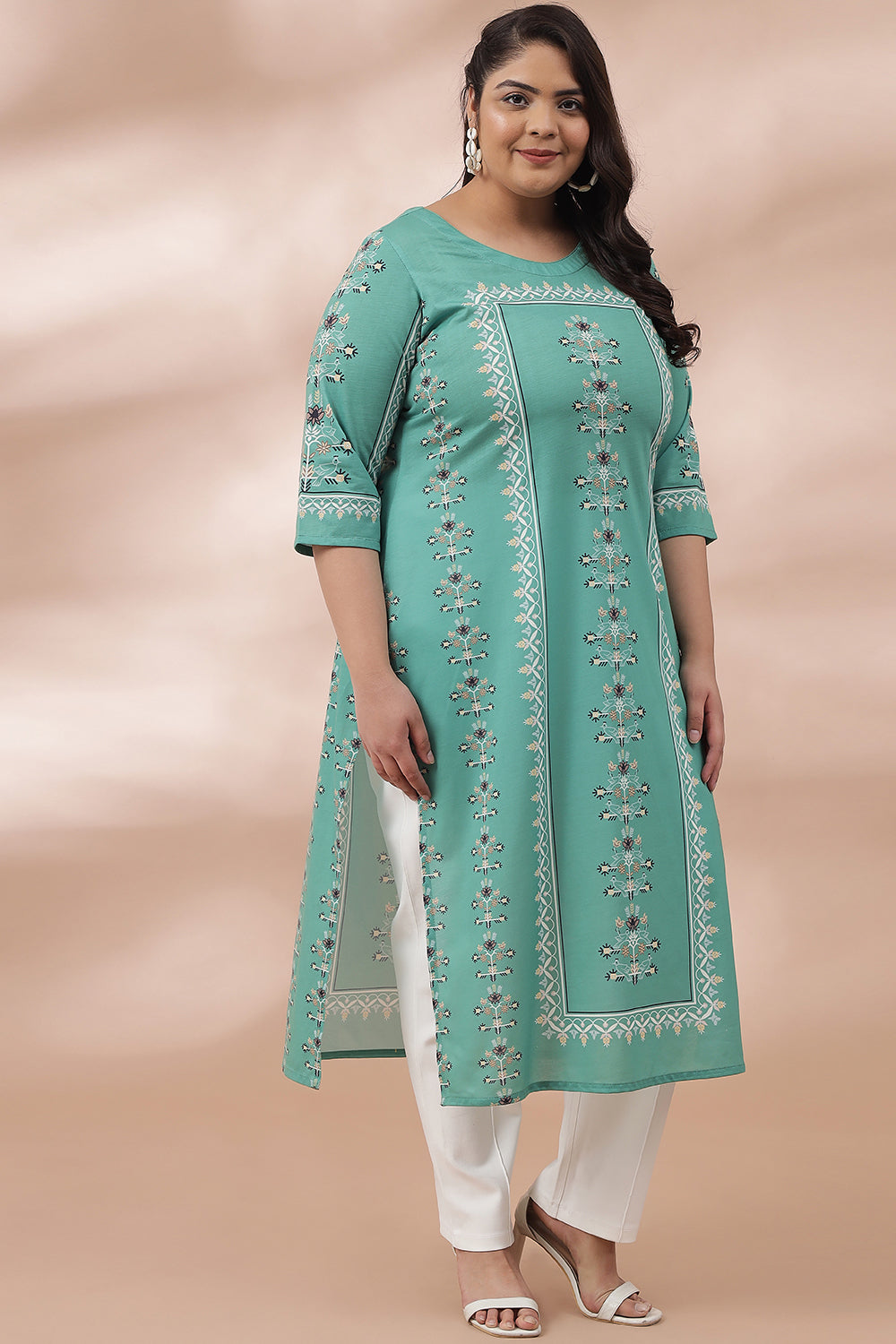 Spring Green Ethnic Printed Kurti
