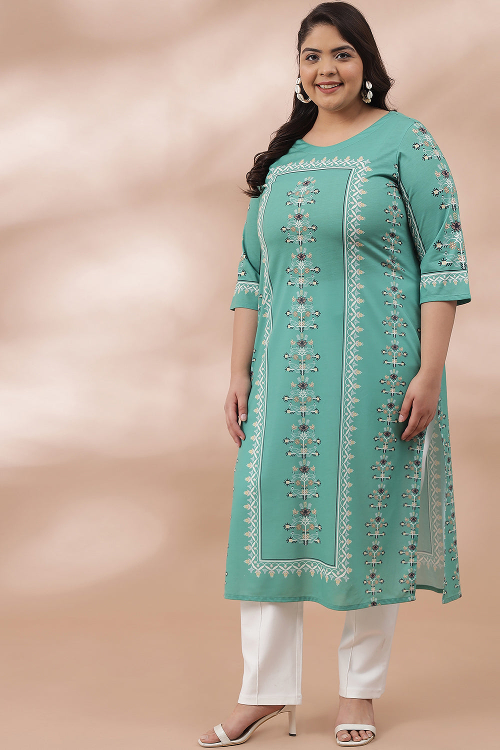 Spring Green Ethnic Printed Kurti