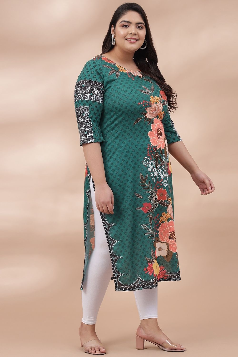 Green Floral Print Kurti