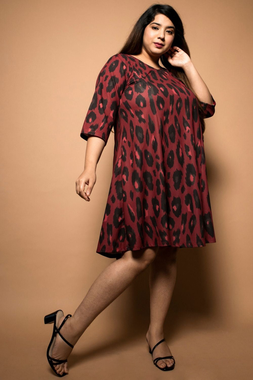 Amydus Animal Print Fit Flare Big Size Dress