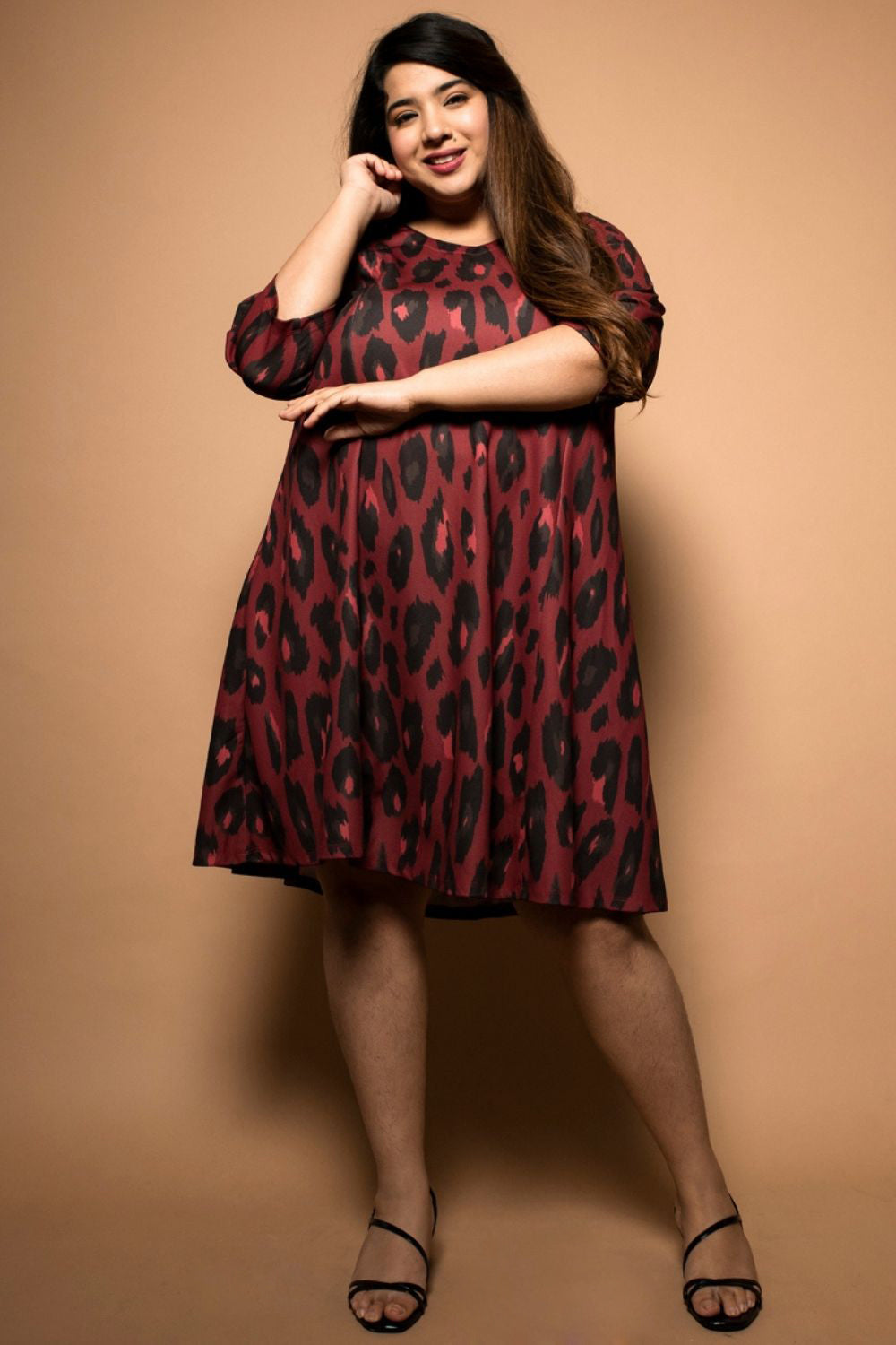 Plus Size Animal Print Fit Flare Dress