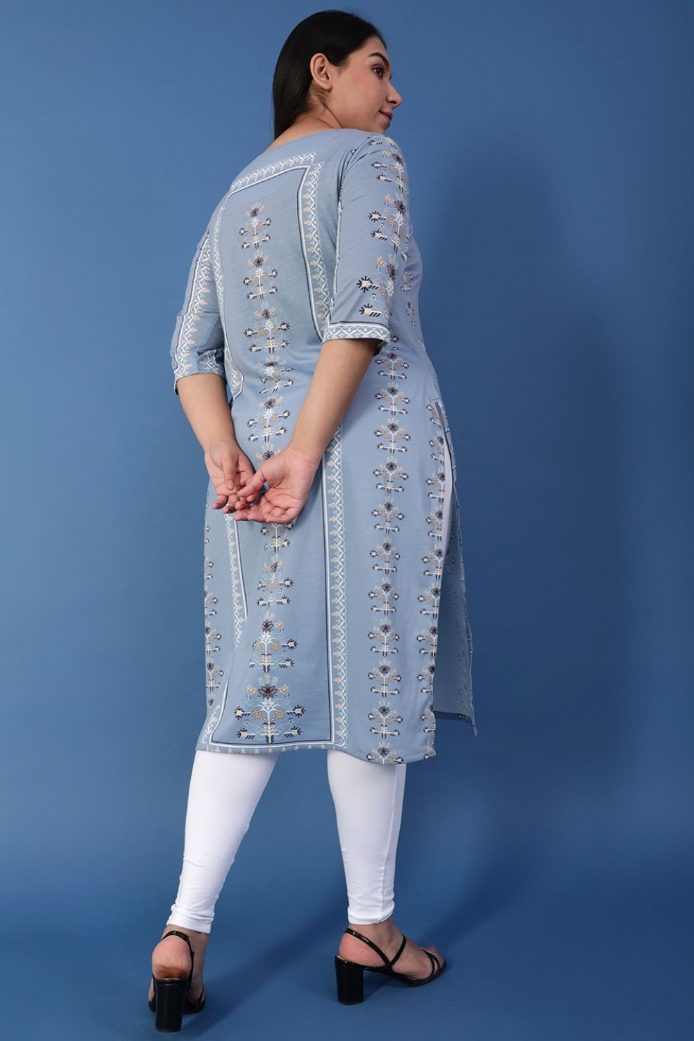 Comfortable Spring Blue Ethnic Printed Kurti