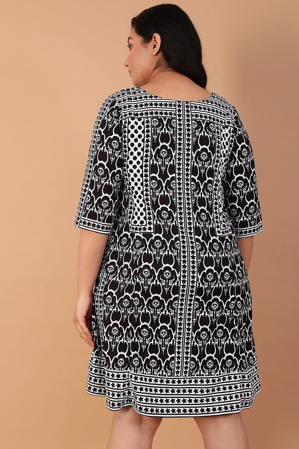 Comfortable Black Ethnic Empire Dress