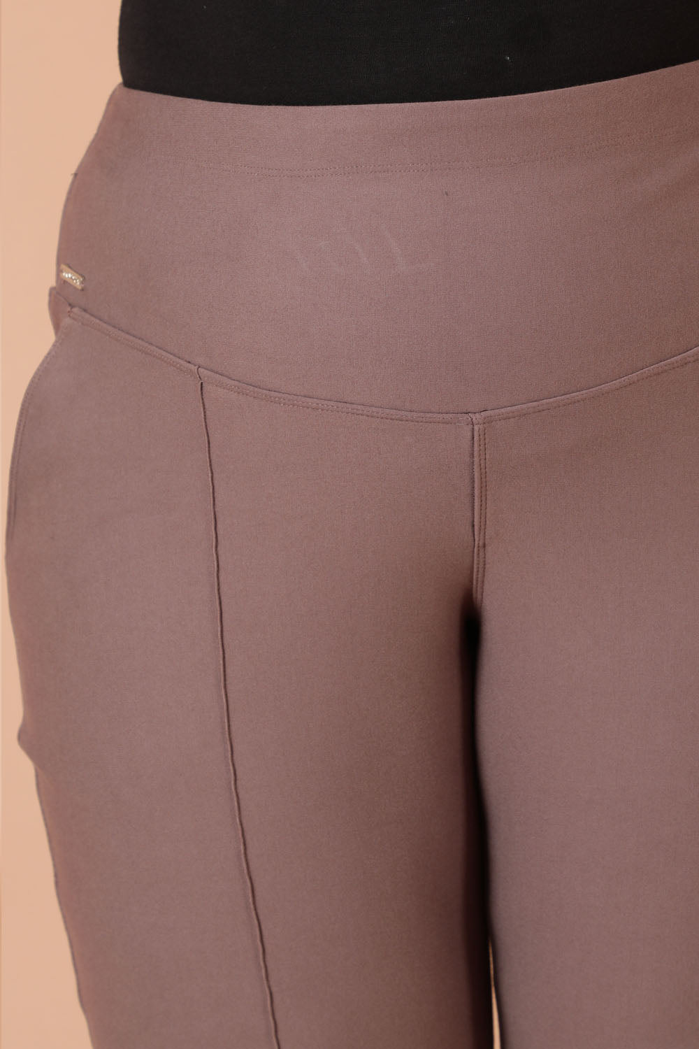 Brownish Grey Crease Seam Tummy Tucker Pants