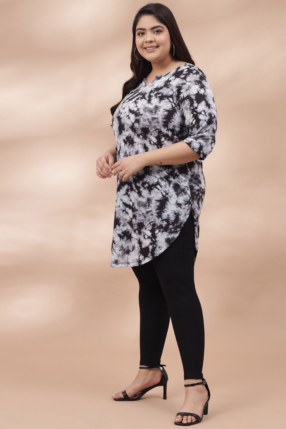 Black Tie Dye Longline Tunic