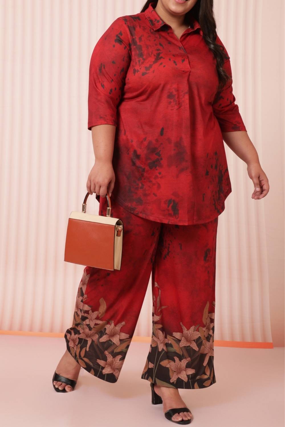 Red Casa High Waiist Pants