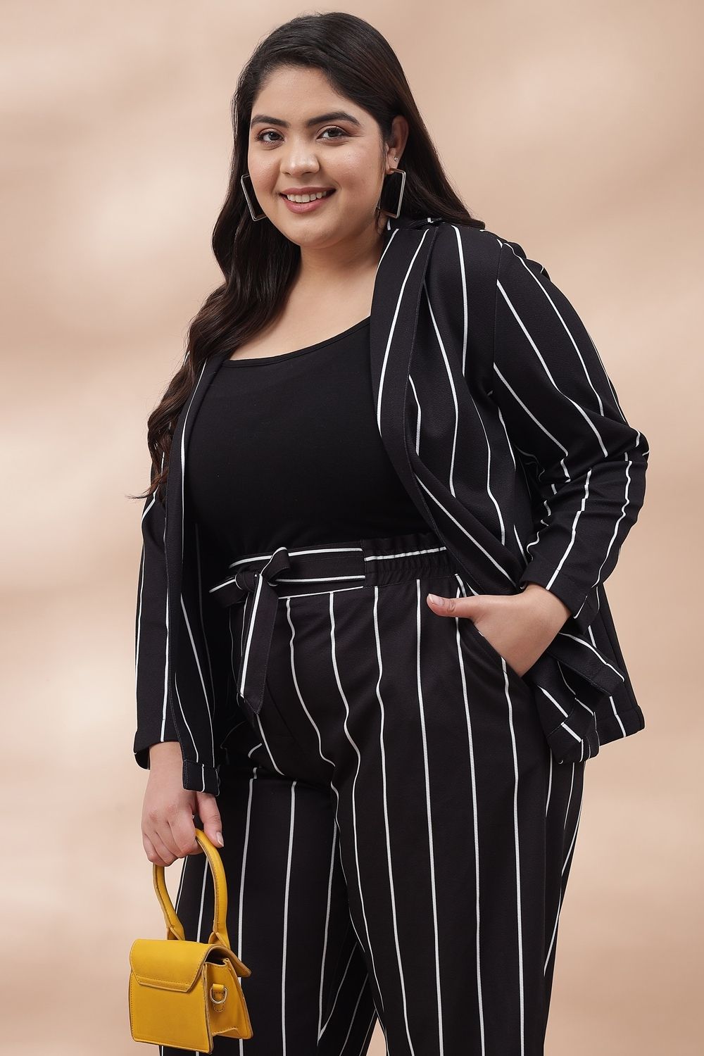 Black White Striped Blazer