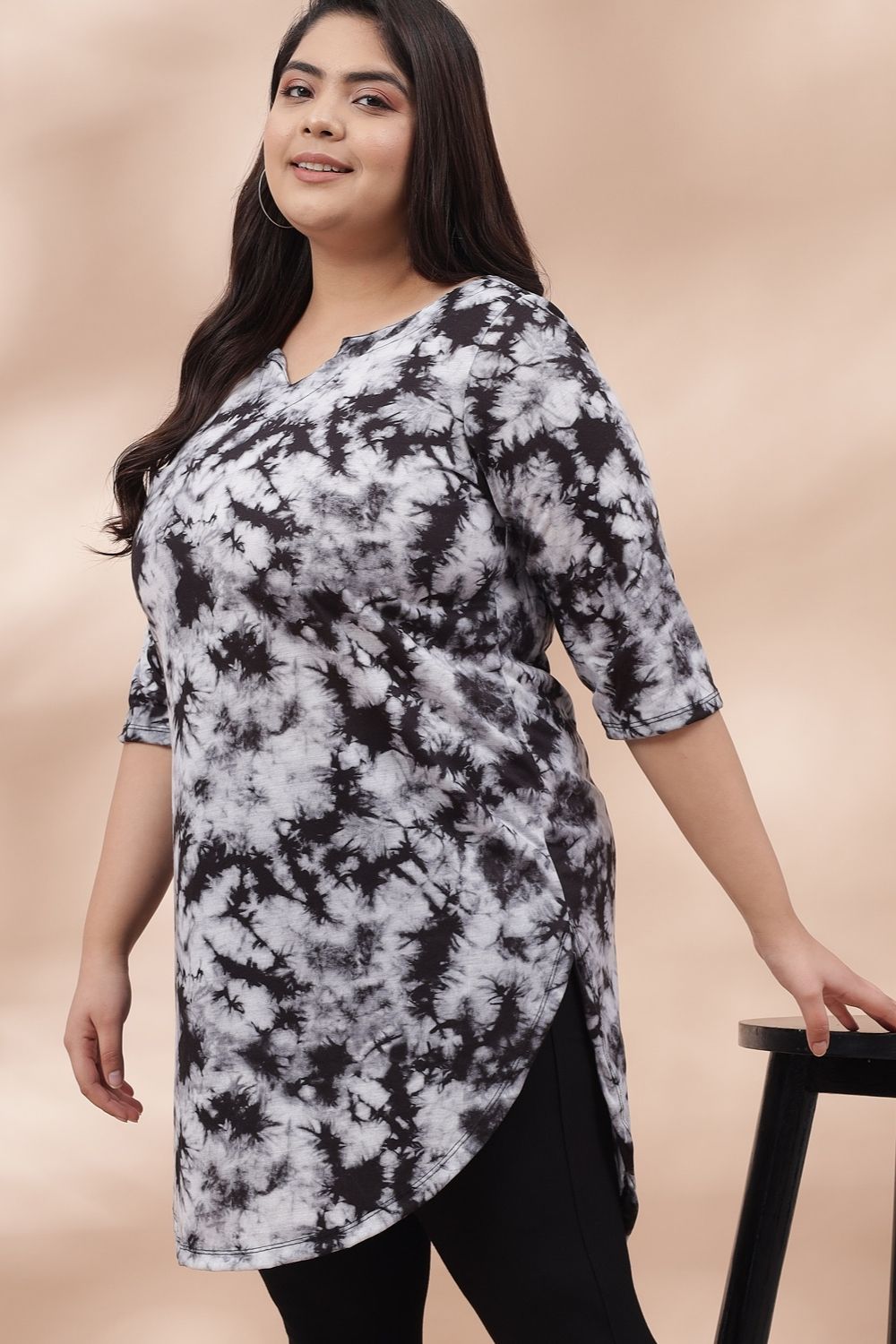 Black Tie Dye Longline Tunic