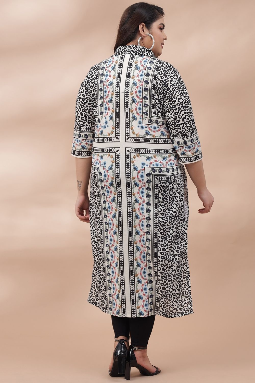 Animal Ethnic Printed Collar Kurti