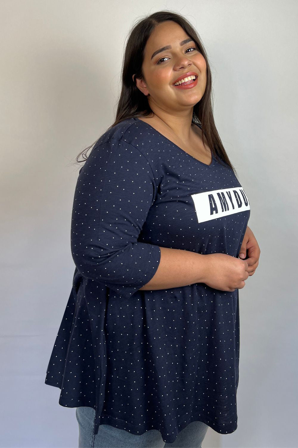 Navy Polka Tshirt