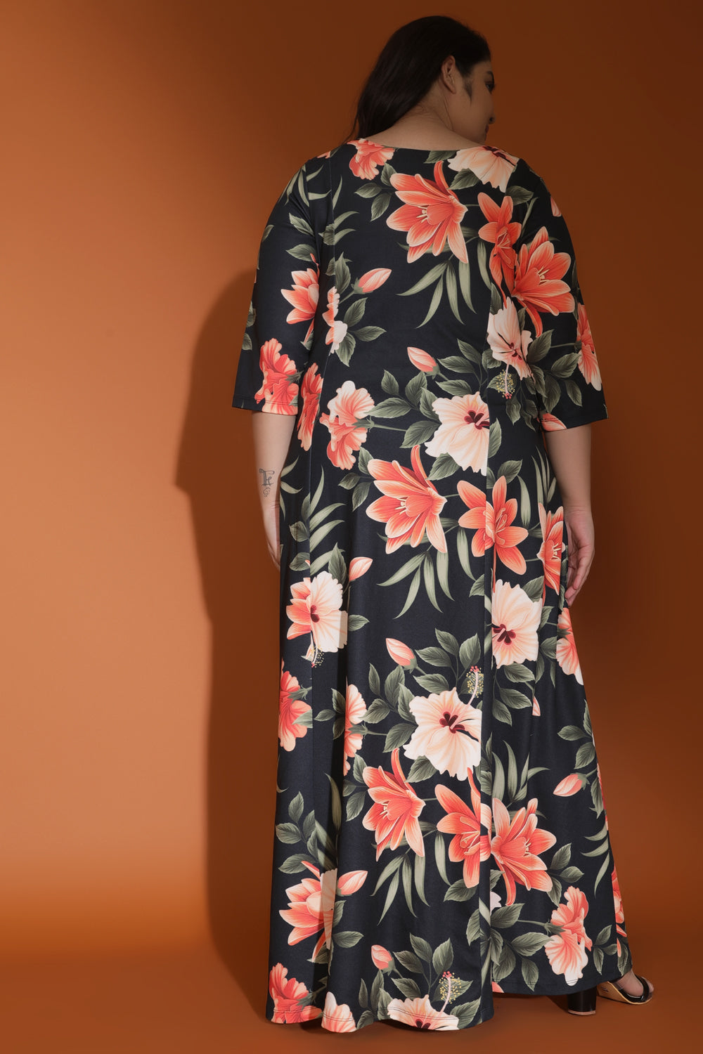 Black Floral Printed Maxi Dress