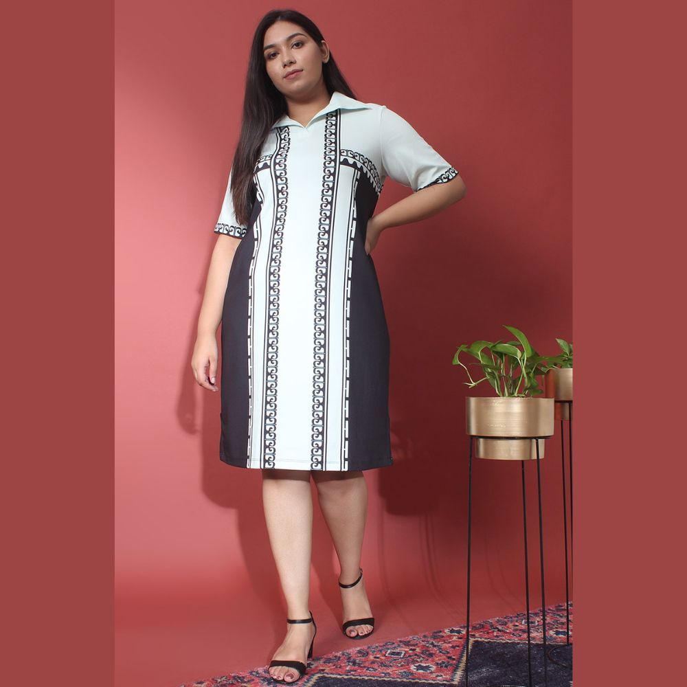 Classic Black Printed Polo Dress
