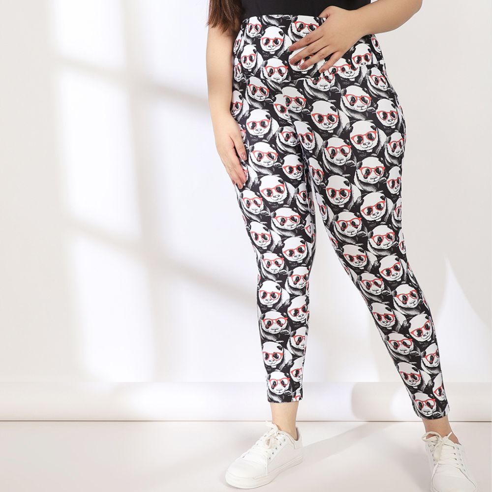 Goggle Panda Tummy Shaper Printed Leggings