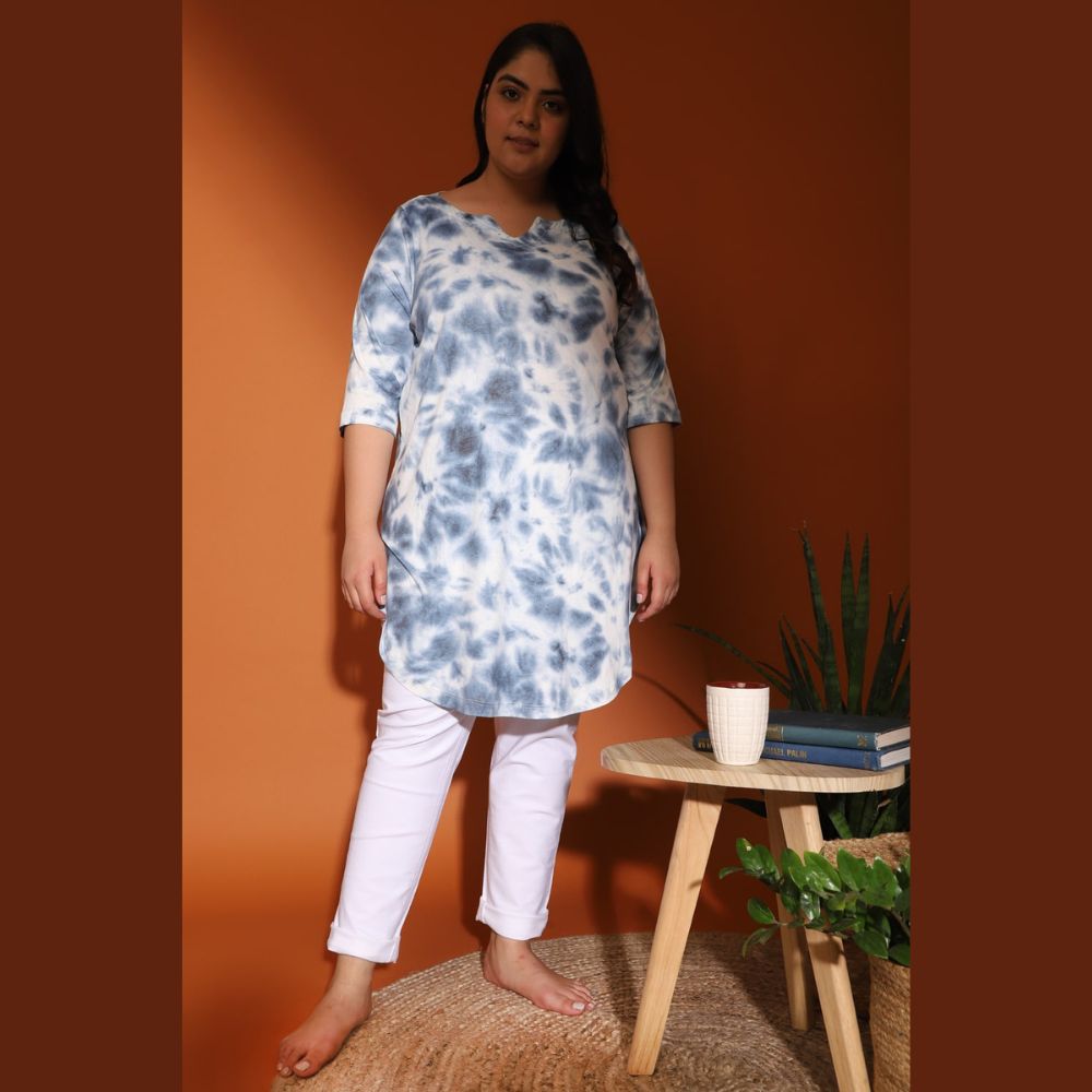 Blue Tie Dye Longline Tunic