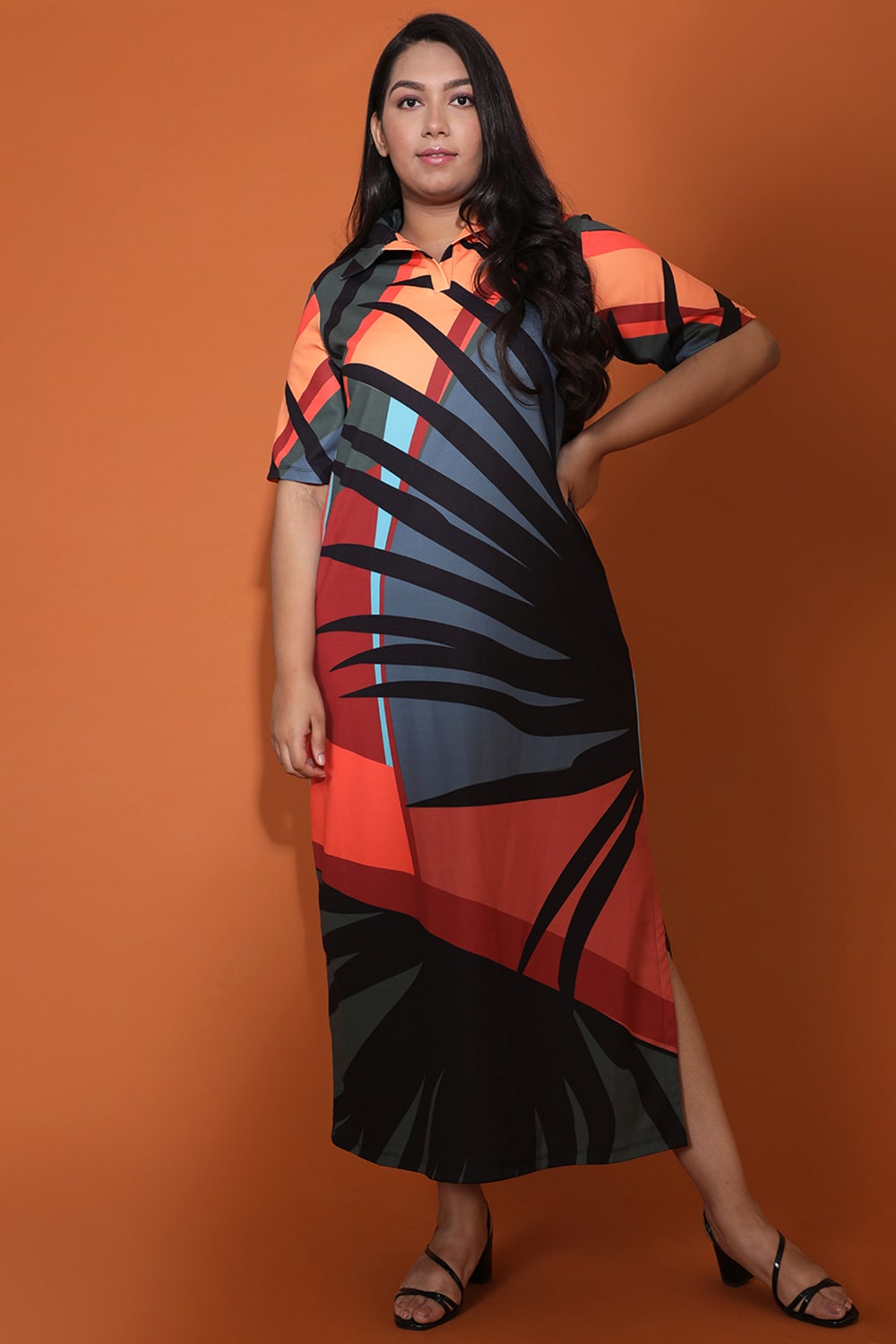 Sienna Tropical Side Slit Long Dress