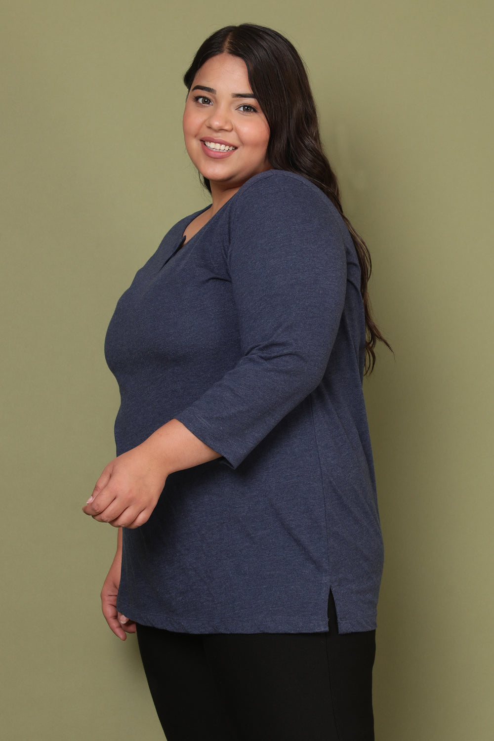 Comfortable Denim Blue Henley Tshirt