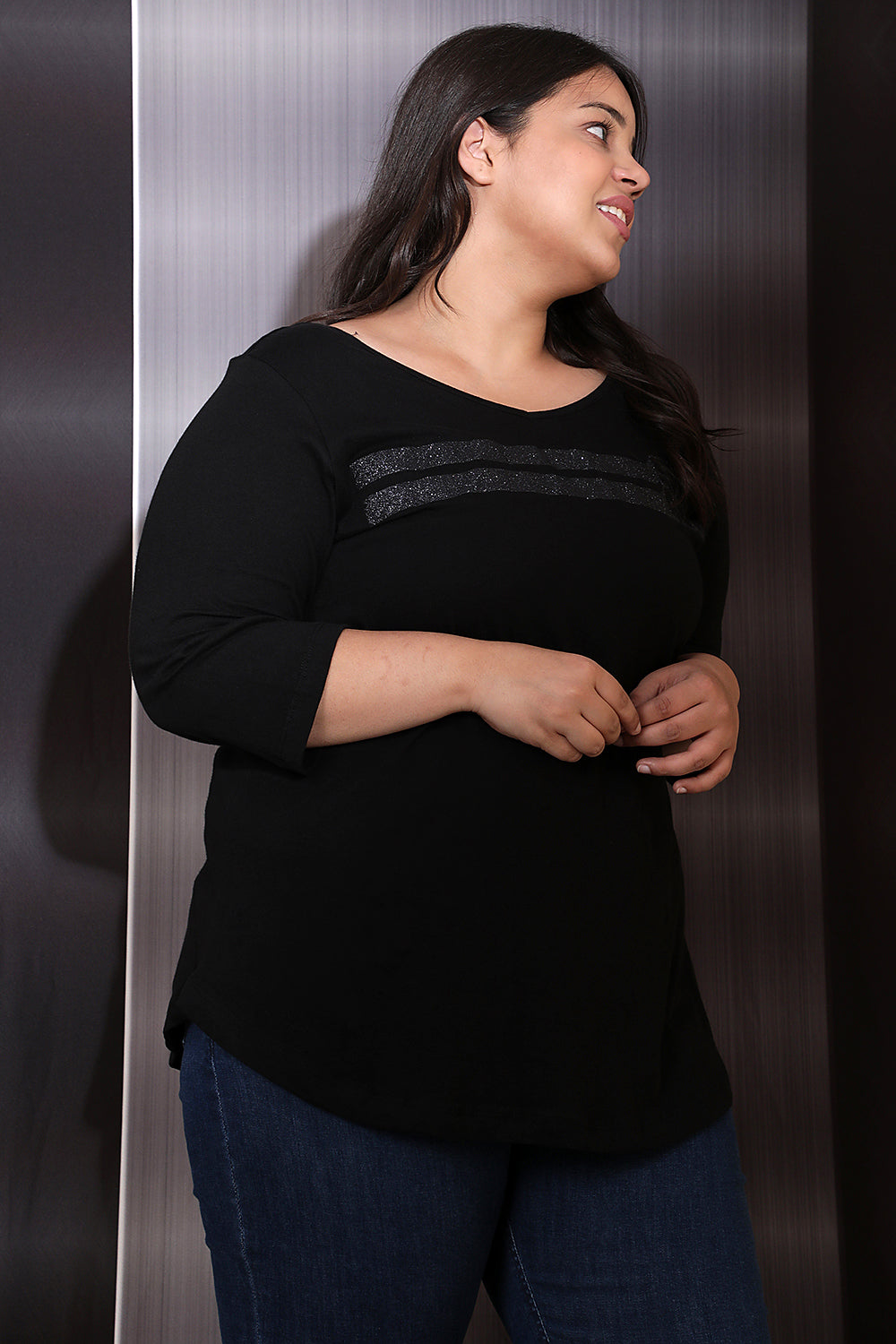 Plus Size Star Badge Party Wear Tshirt