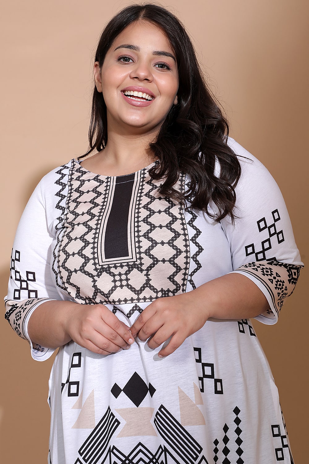 Grey Luxe Yoke Printed Kurti for Women