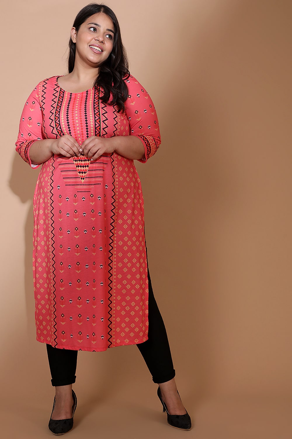 Red Ethnic Print Kurti